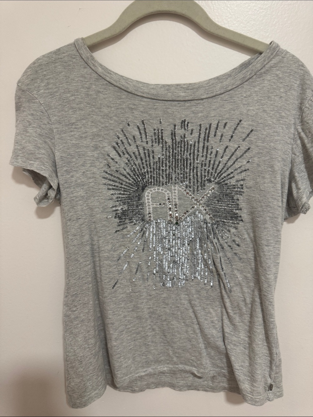 Armani Exchange Gray Short Sleeve Sequin Burst Tee